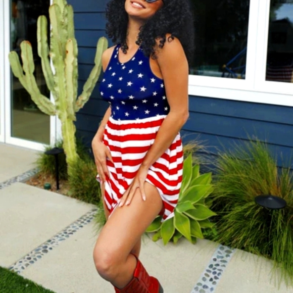Dresses & Skirts - 2X American flag dress red white and blue 4th of July outfit cute summer cool